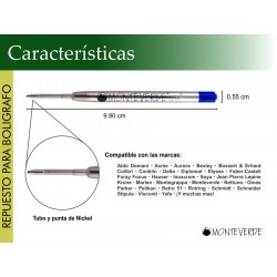 2 Repuestos Para Bolígrafo Parker® Monteverde® Azul Super Grueso