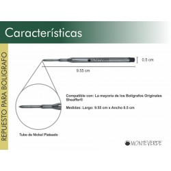 2 Repuestos Para Bolígrafo Sheaffer® Monteverde® Negro Mediano