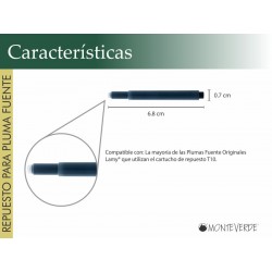 5 Cartuchos Para Pluma Fuente Lamy® Monteverde® Rojo