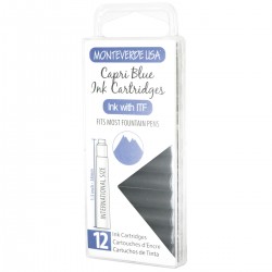 12 Cartuchos Tinta Monteverde® para Pluma Fuente Capri Blue