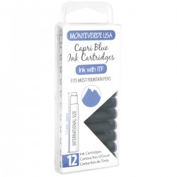 12 Cartuchos Tinta Monteverde® para Pluma Fuente Capri Blue