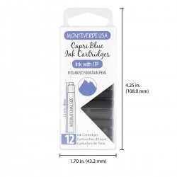 12 Cartuchos Tinta Monteverde® para Pluma Fuente Capri Blue