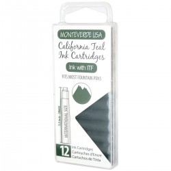 12 Cartuchos Tinta Monteverde® para Pluma Fuente California Teal