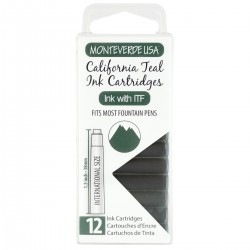 12 Cartuchos Tinta Monteverde® para Pluma Fuente California Teal