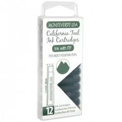 12 Cartuchos Tinta Monteverde® para Pluma Fuente California Teal
