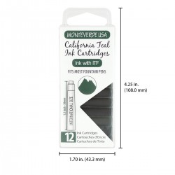 12 Cartuchos Tinta Monteverde® para Pluma Fuente California Teal