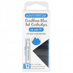 12 Cartuchos Tinta Monteverde® para Pluma Fuente Caribbean Blue