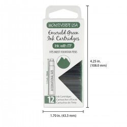 12 Cartuchos Tinta Monteverde® para Pluma Fuente Emerald Green
