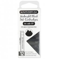12 Cartuchos Tinta Monteverde® para Pluma Fuente Midnight Black