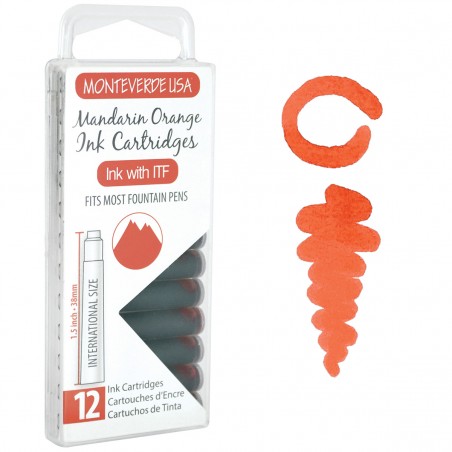 12 Cartuchos Tinta Monteverde® para Pluma Fuente Mandarin Orange