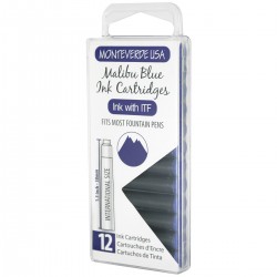 12 Cartuchos Tinta Monteverde® para Pluma Fuente Malibu Blue