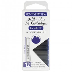 12 Cartuchos Tinta Monteverde® para Pluma Fuente Malibu Blue
