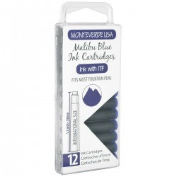 12 Cartuchos Tinta Monteverde® para Pluma Fuente Malibu Blue