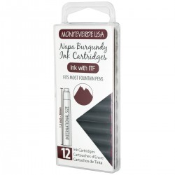 12 Cartuchos Tinta Monteverde® para Pluma Fuente Napa Burgundy