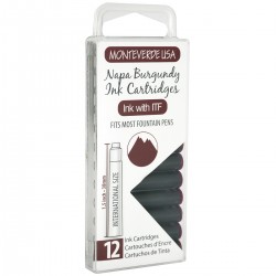 12 Cartuchos Tinta Monteverde® para Pluma Fuente Napa Burgundy