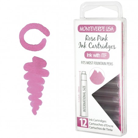 12 Cartuchos Tinta Monteverde® para Pluma Fuente Rose Pink
