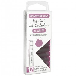 12 Cartuchos Tinta Monteverde® para Pluma Fuente Rose Pink