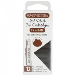 12 Cartuchos Tinta Monteverde® para Pluma Fuente Red Velvet