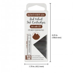 12 Cartuchos Tinta Monteverde® para Pluma Fuente Red Velvet