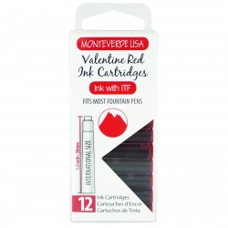 12 Cartuchos Tinta Monteverde® para Pluma Fuente Valentine Red