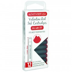 12 Cartuchos Tinta Monteverde® para Pluma Fuente Valentine Red