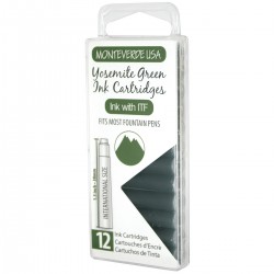 12 Cartuchos Tinta Monteverde® para Pluma Fuente Yosemite Green